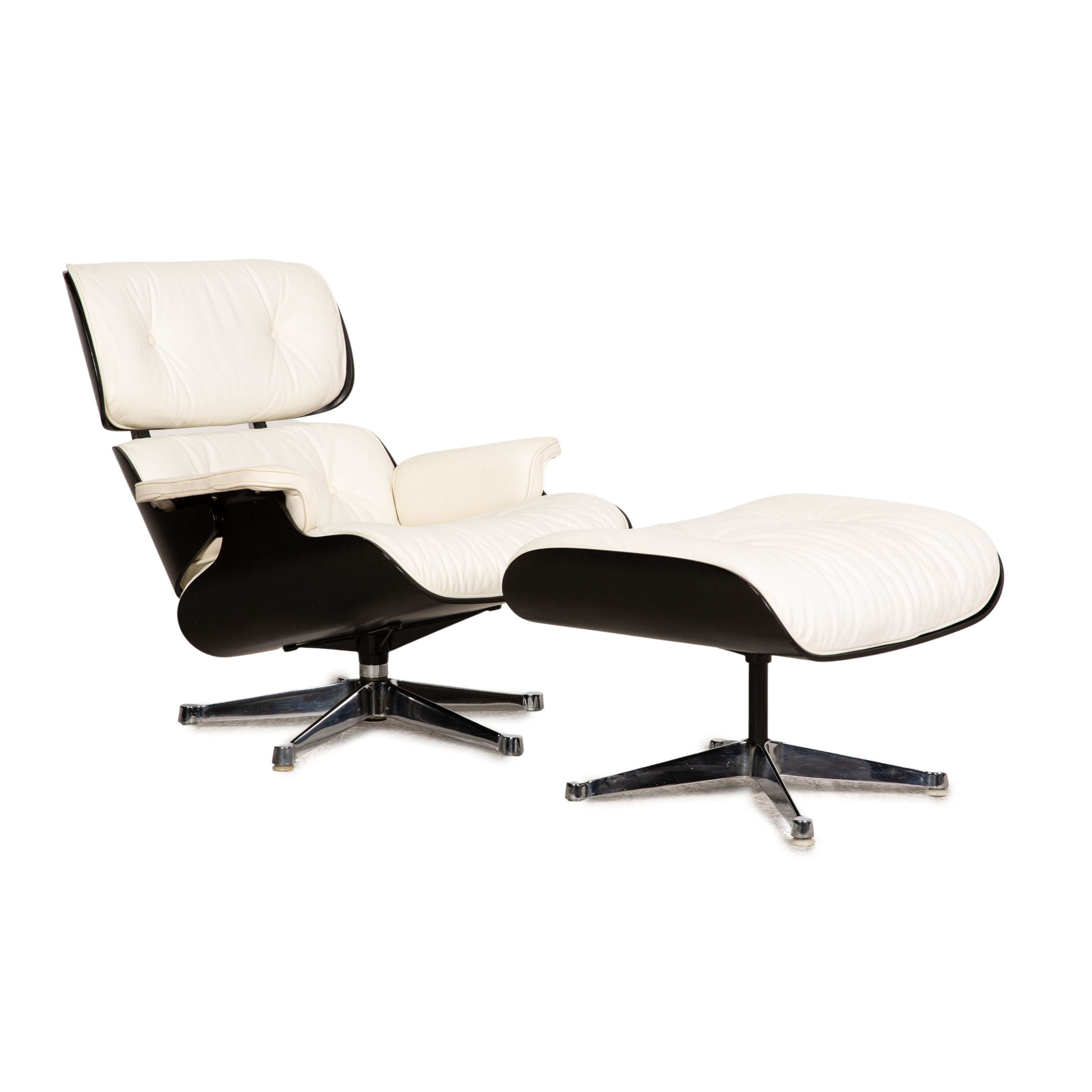 Eames Lounge Chair Leder Creme inkl. Hocker