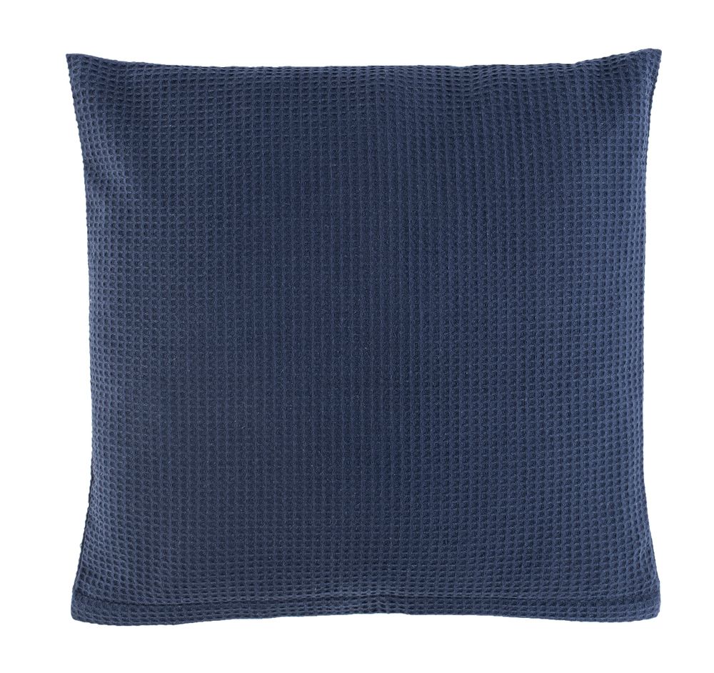 2x Kissen und Decken Set aus Waffelpiqué 100% Baumwolle Blau