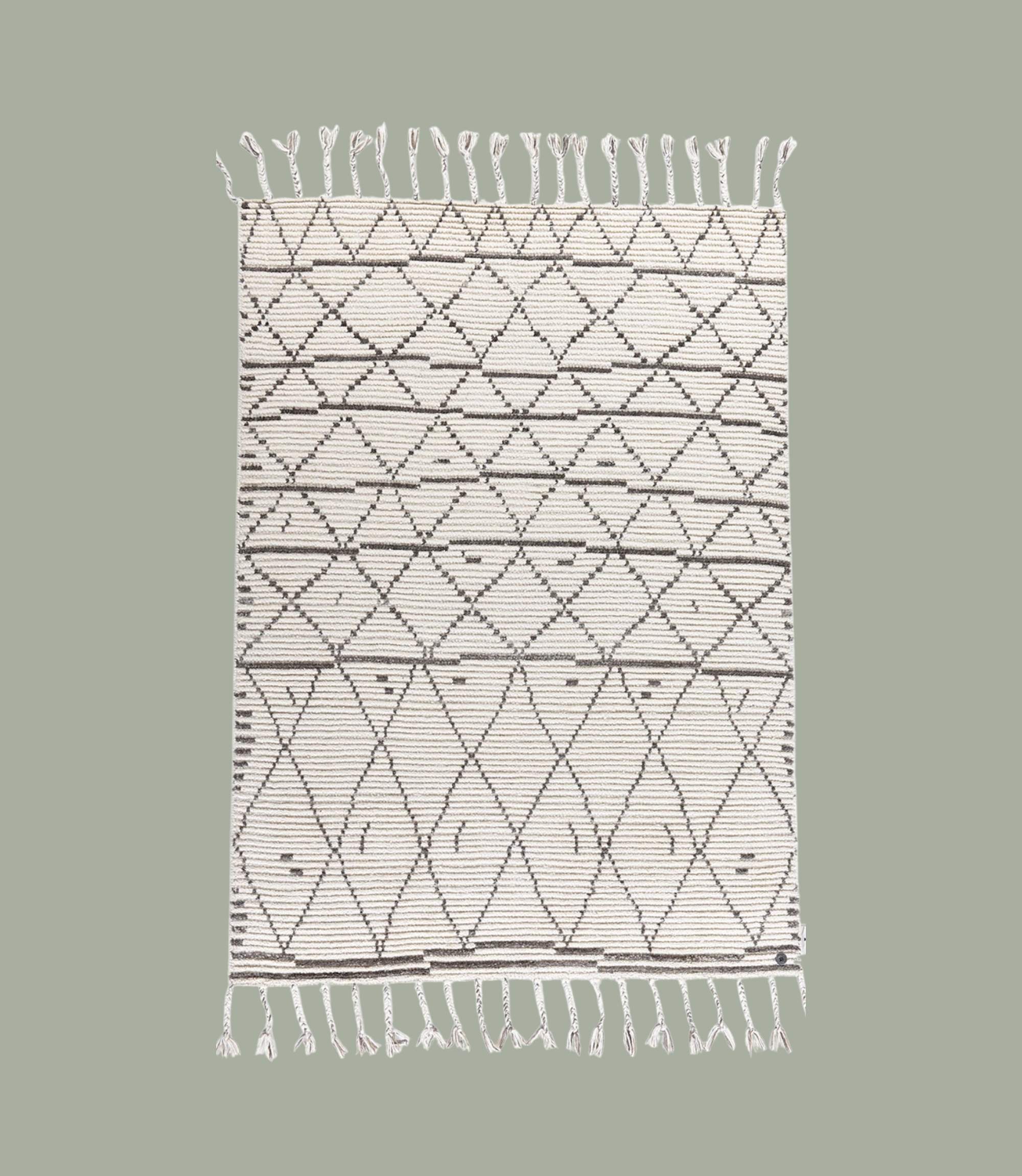 Geometrischer Teppich aus Wolle-Baumwollgemisch