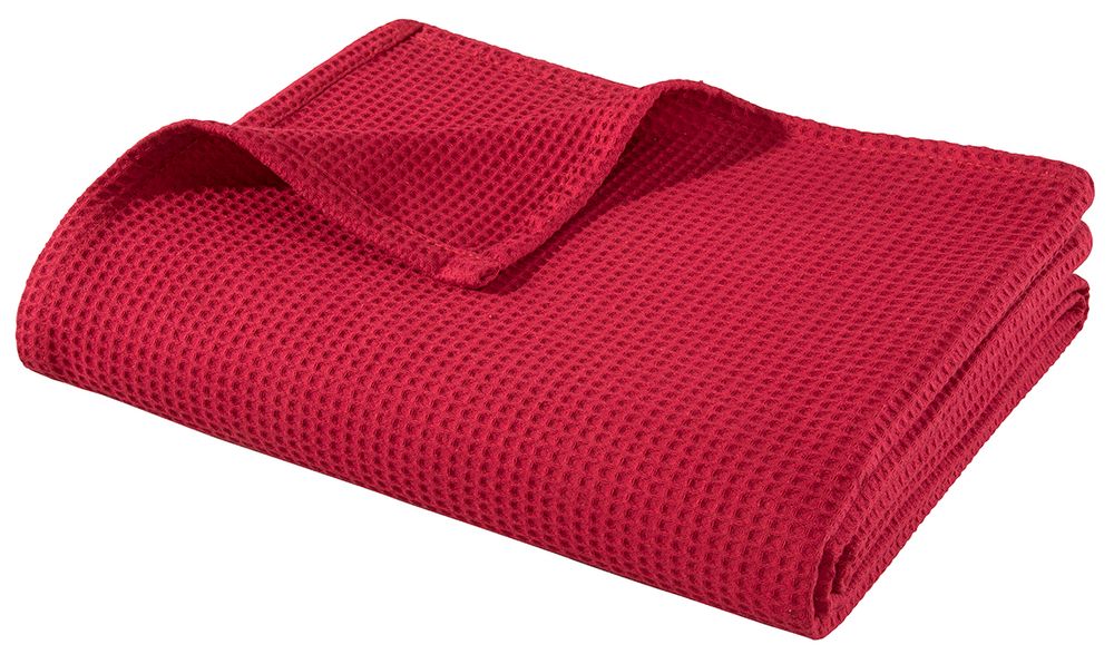 Leichte Decke aus Waffelpiqué 100% Baumwolle Rot Single