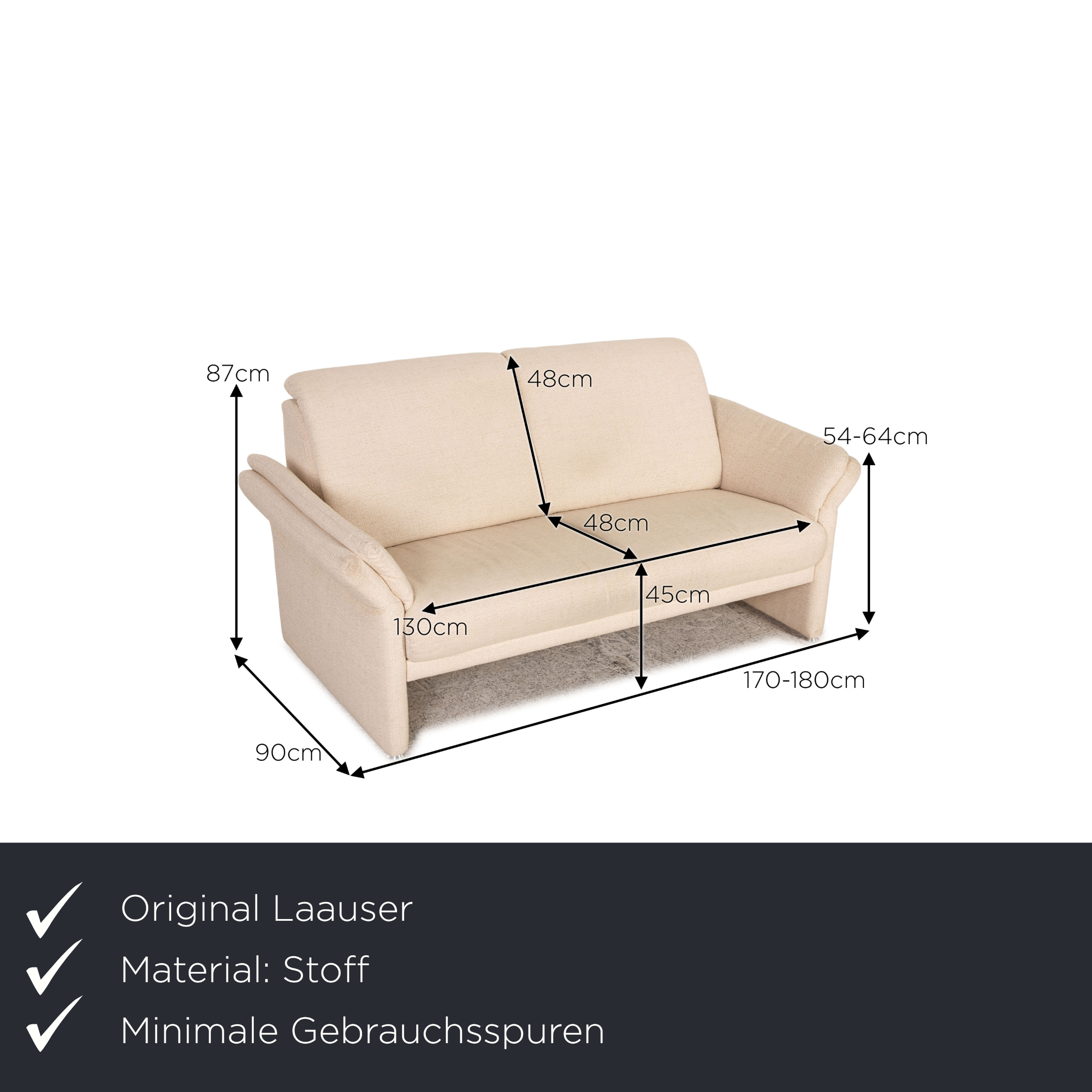 Sofa 2-Sitzer Stoff Creme