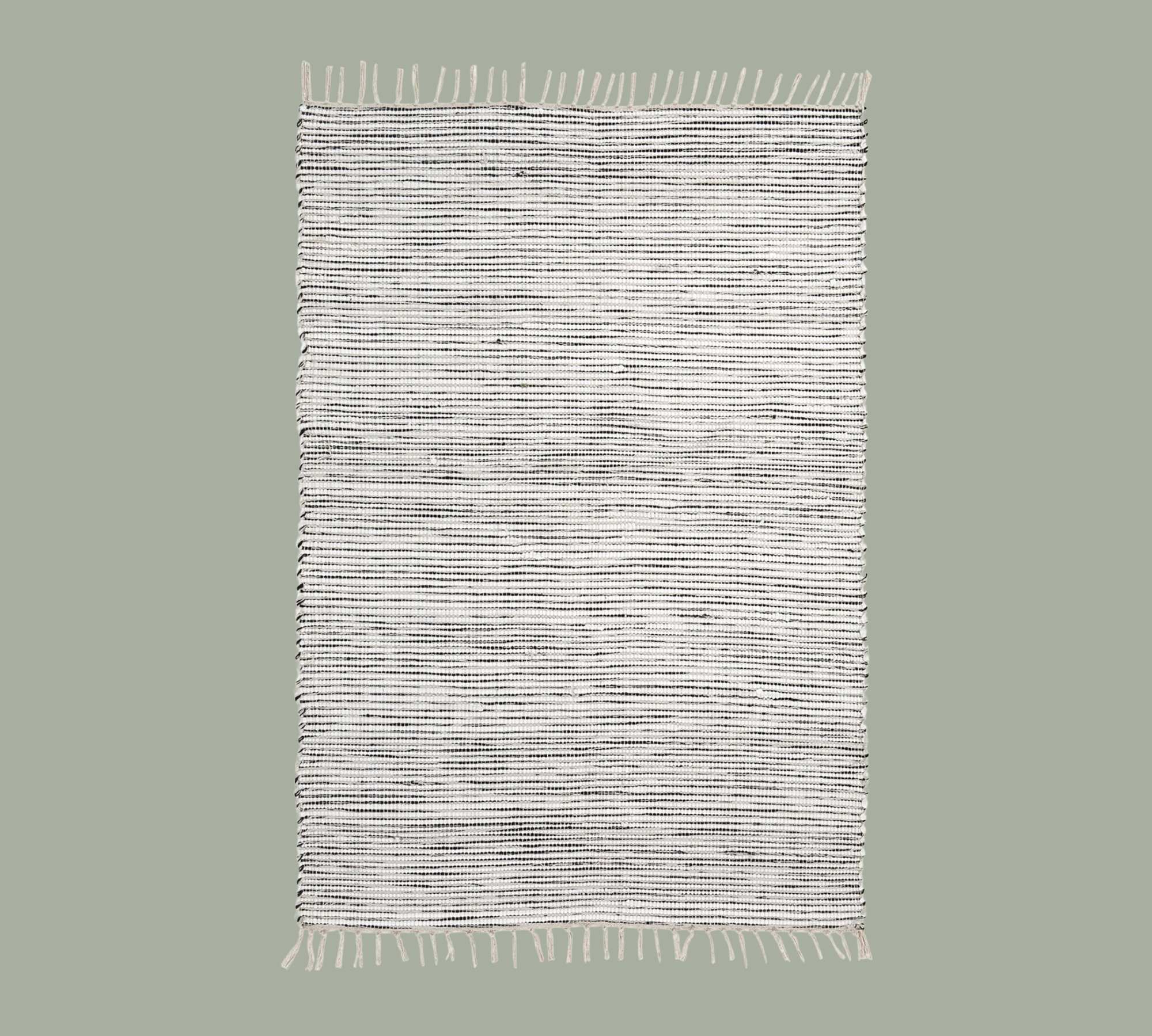Mittelgroßer Teppich mit Fransen Schwarz/Weiß