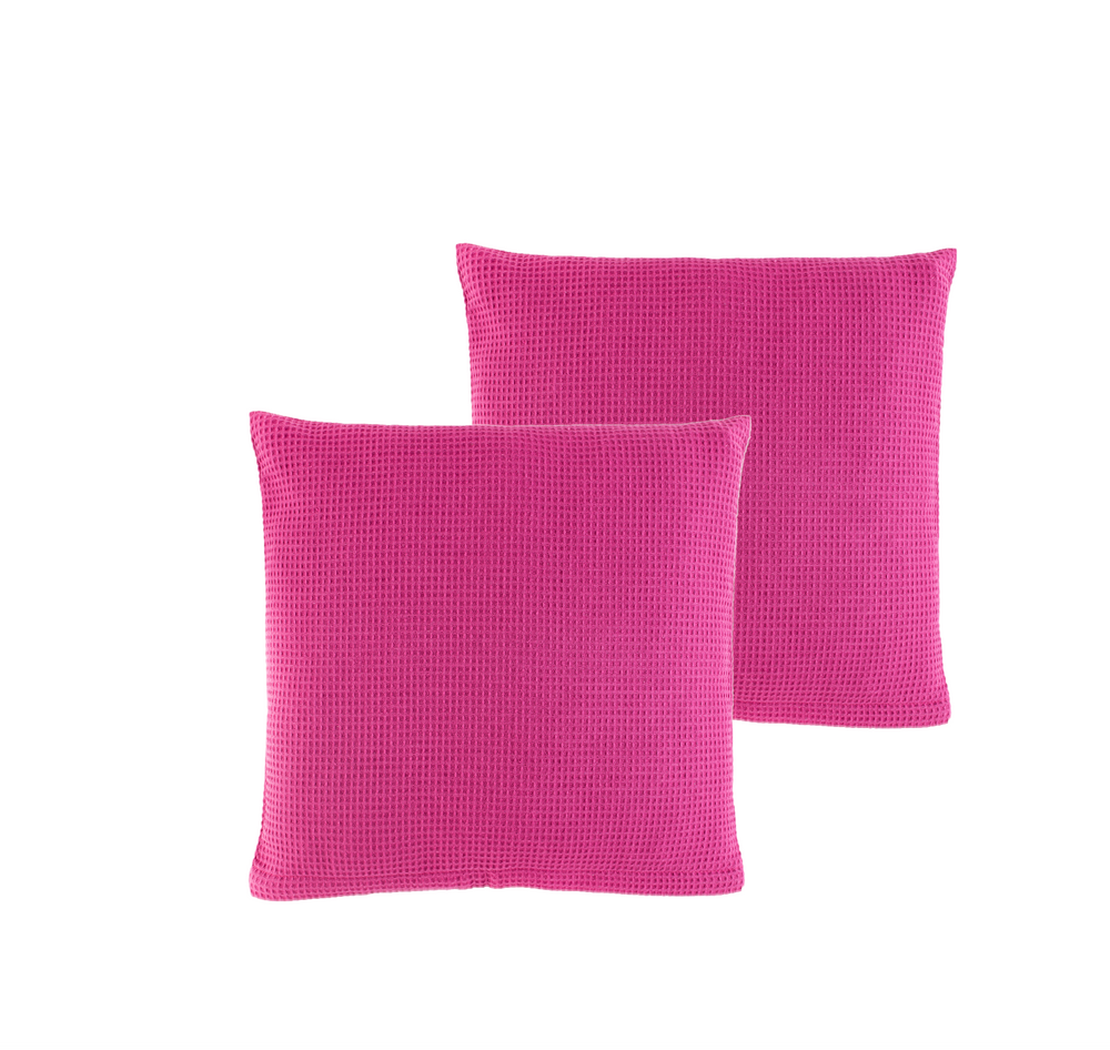 2x Kissenhülle aus Waffelpiqué 100% Baumwolle Pink