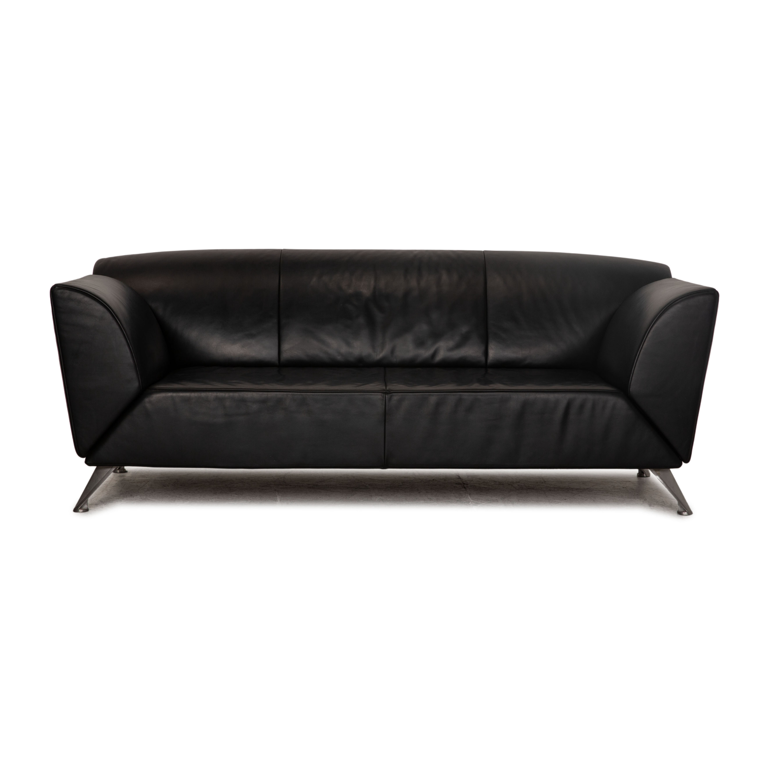 Funktions-Couch 2-Sitzer Leder Schwarz
