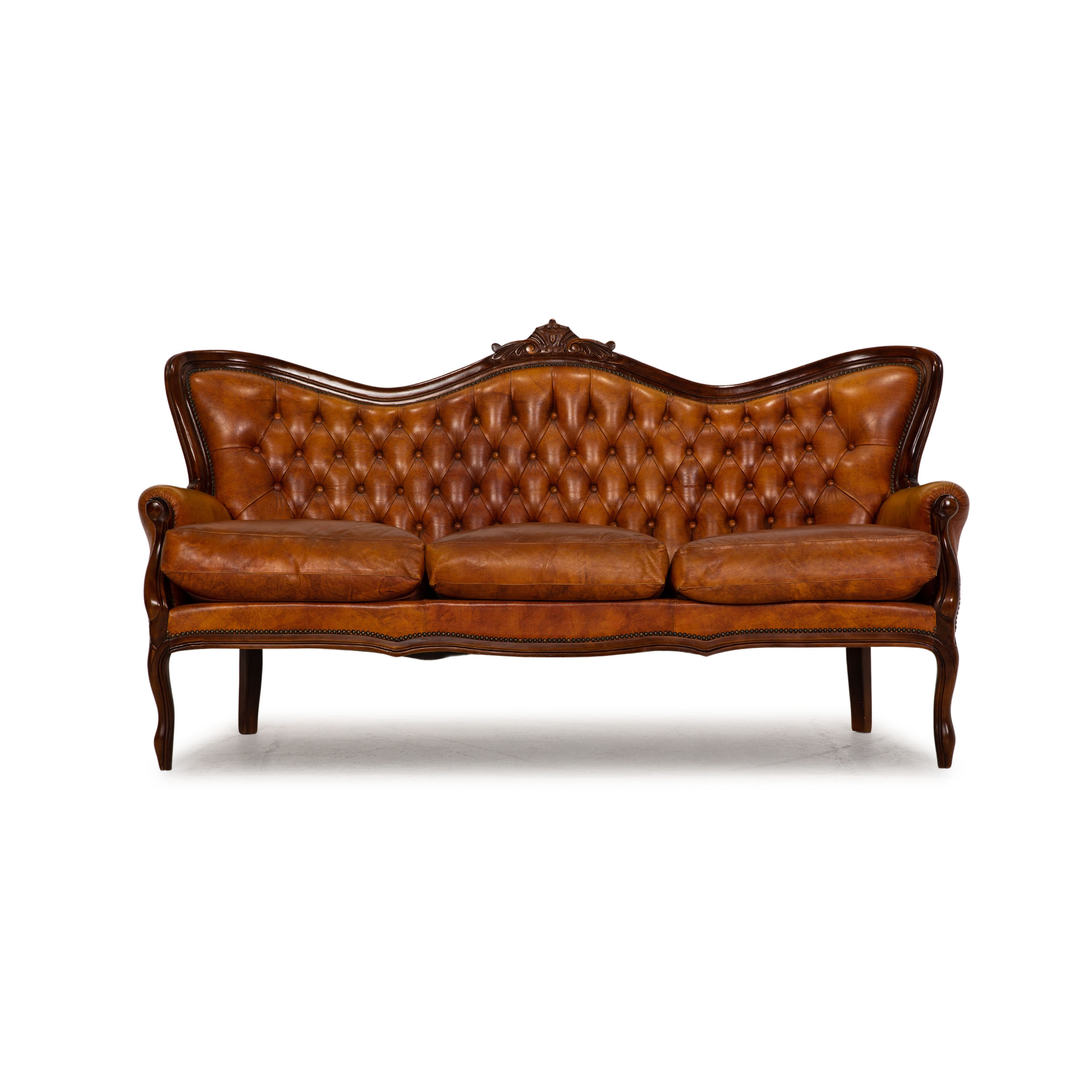 Sofa 3-Sitzer Chesterfield Vintage Leder Dunkelbraun