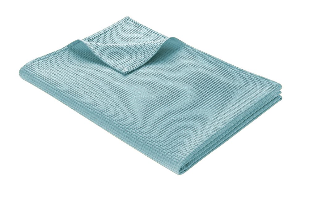 Leichte Decke aus Waffelpiqué 100% Baumwolle Türkis Single