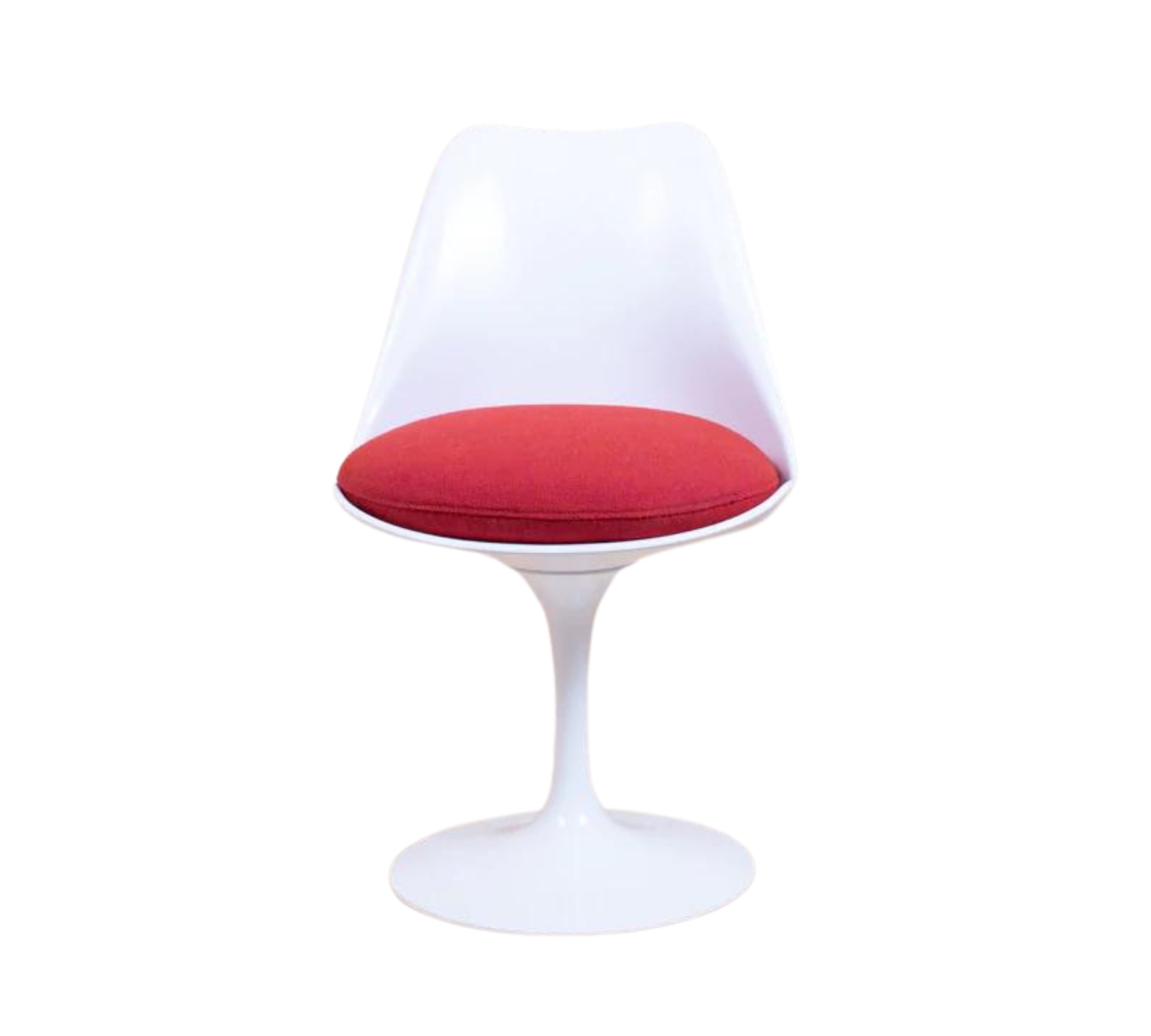 Knoll Tulip Chair Weiß mit rotem Sitzpolster
