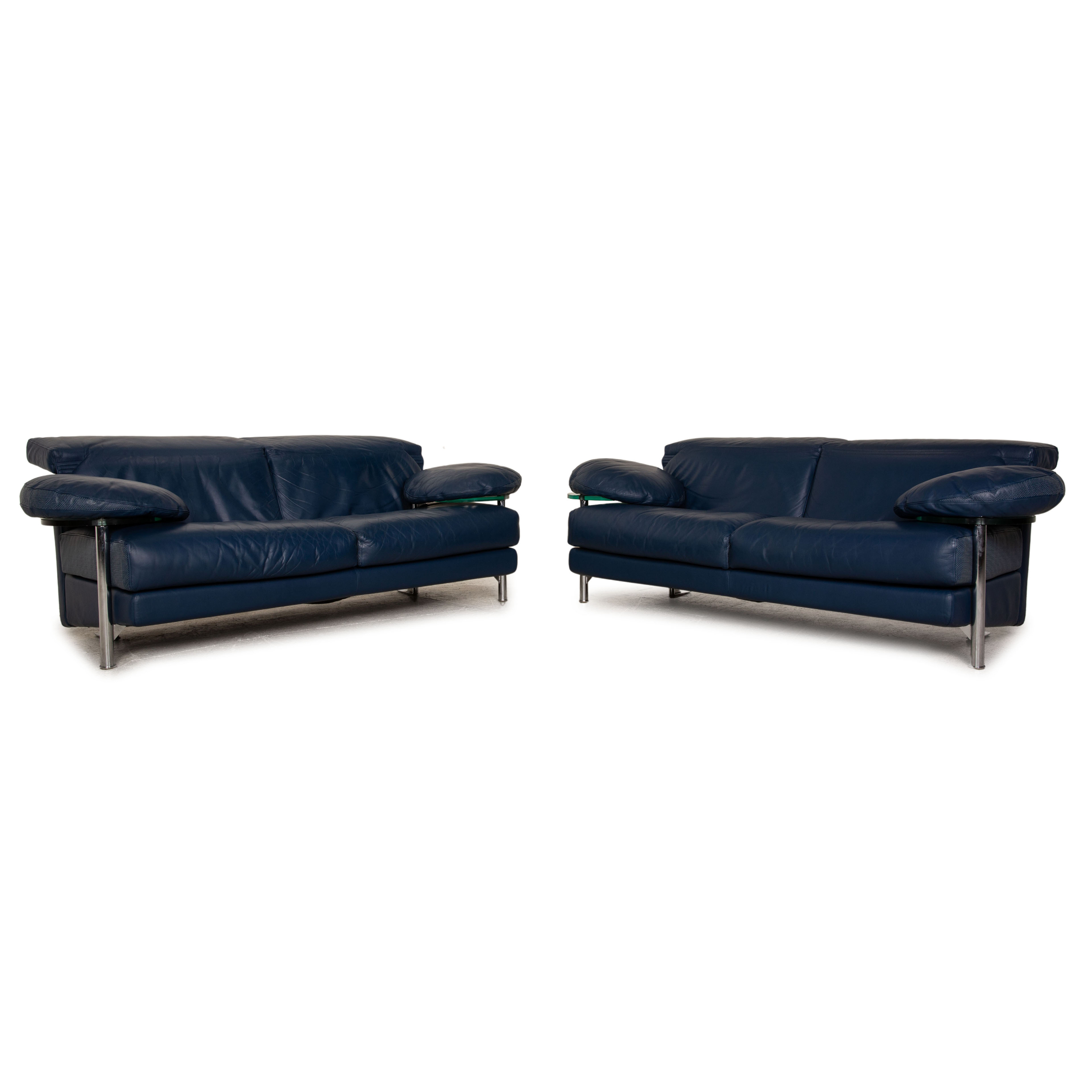 Sofa Garnitur 2-Sitzer Leder Blau