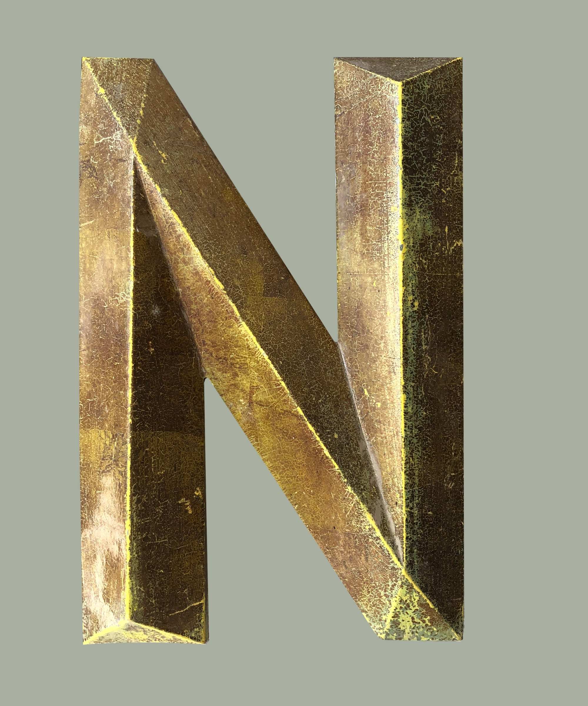 Vintage Metall Buchstabe Goldoptik "N"