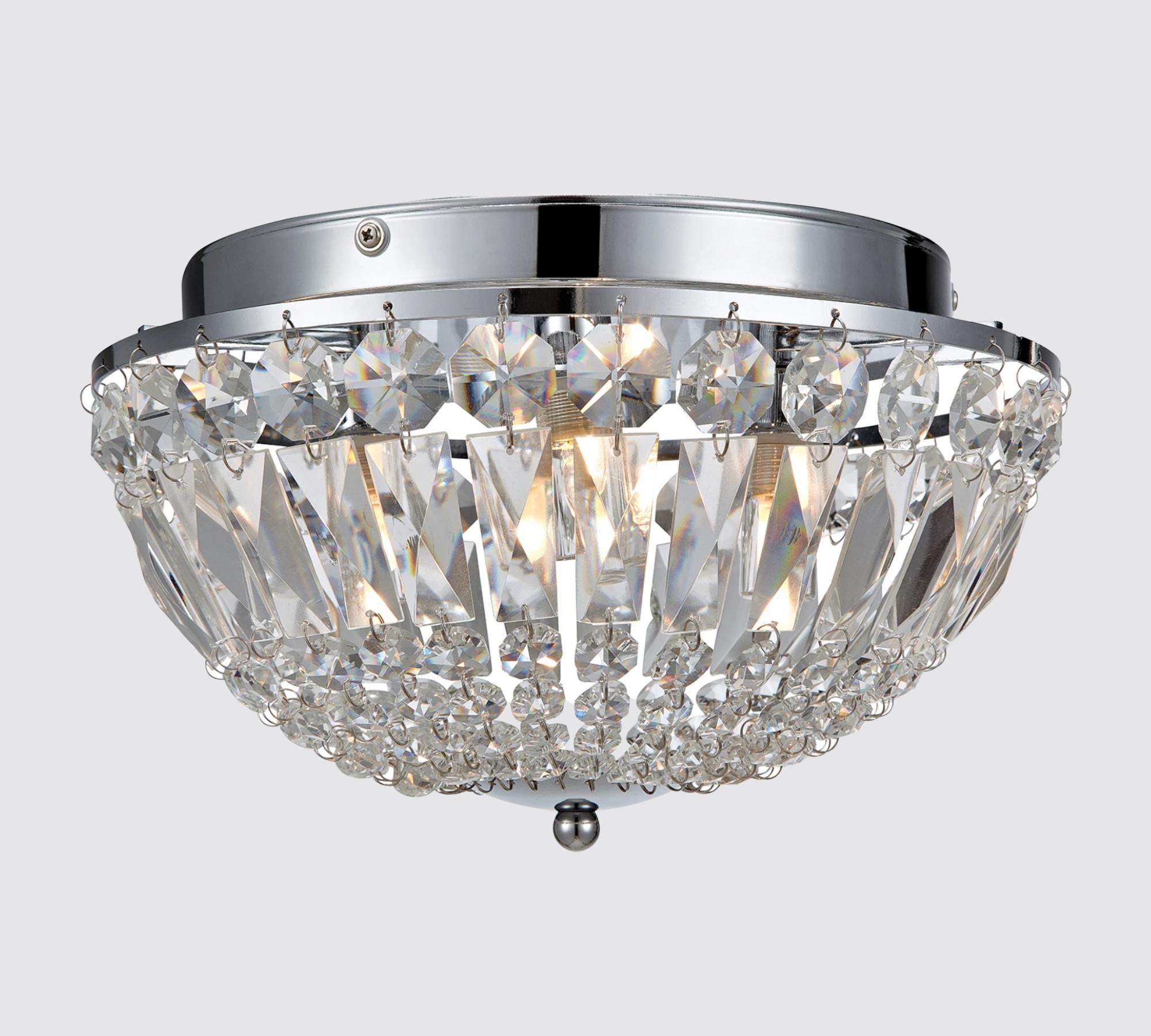 LED-Deckenlampe aus Kristallglas und Edelstahl