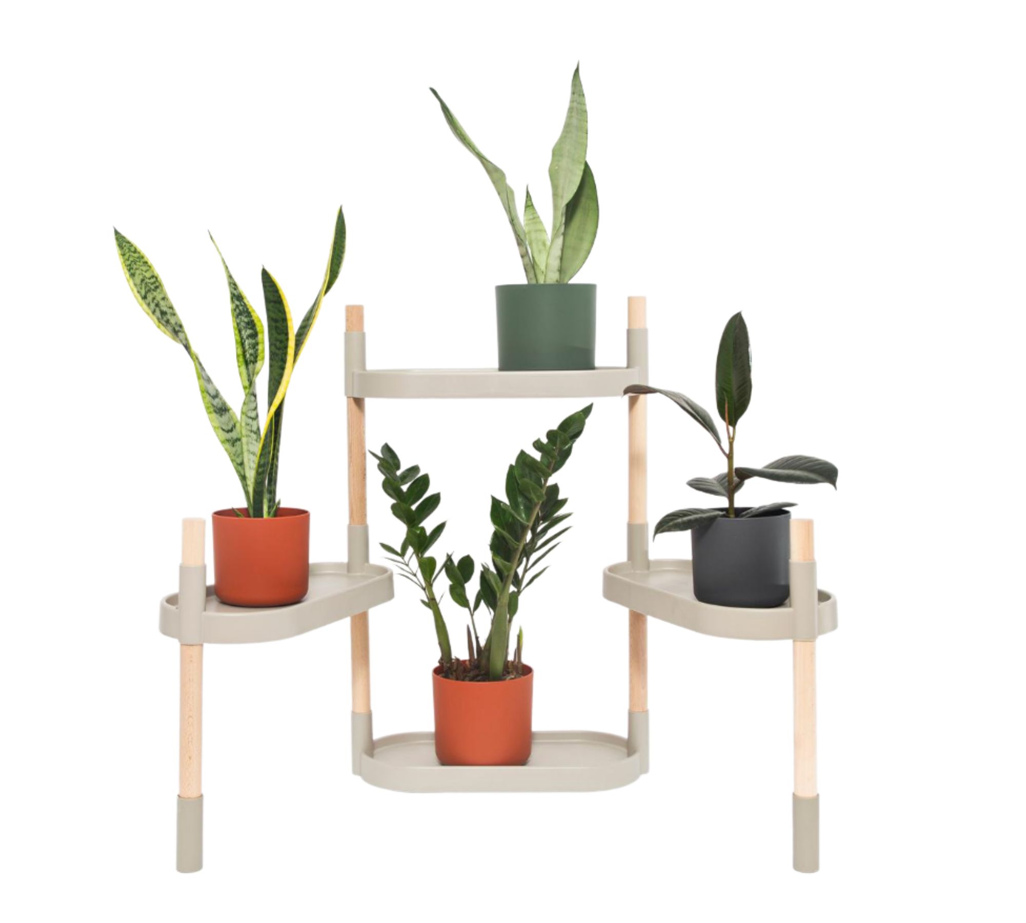 Modulares Pflanzengestell mit 4 Regalböden Grau