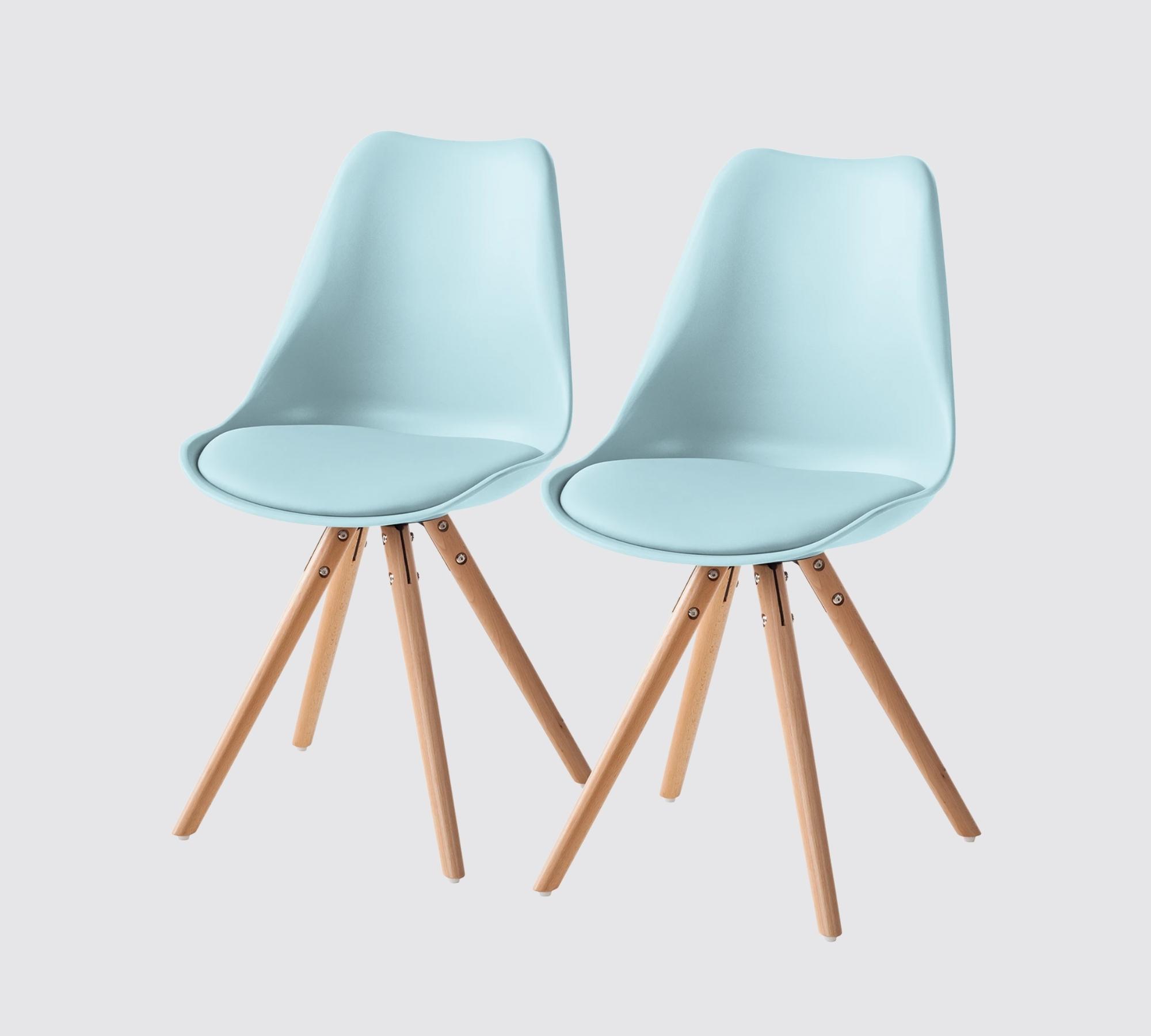 2x Scandi Style Stuhl Helles Blau