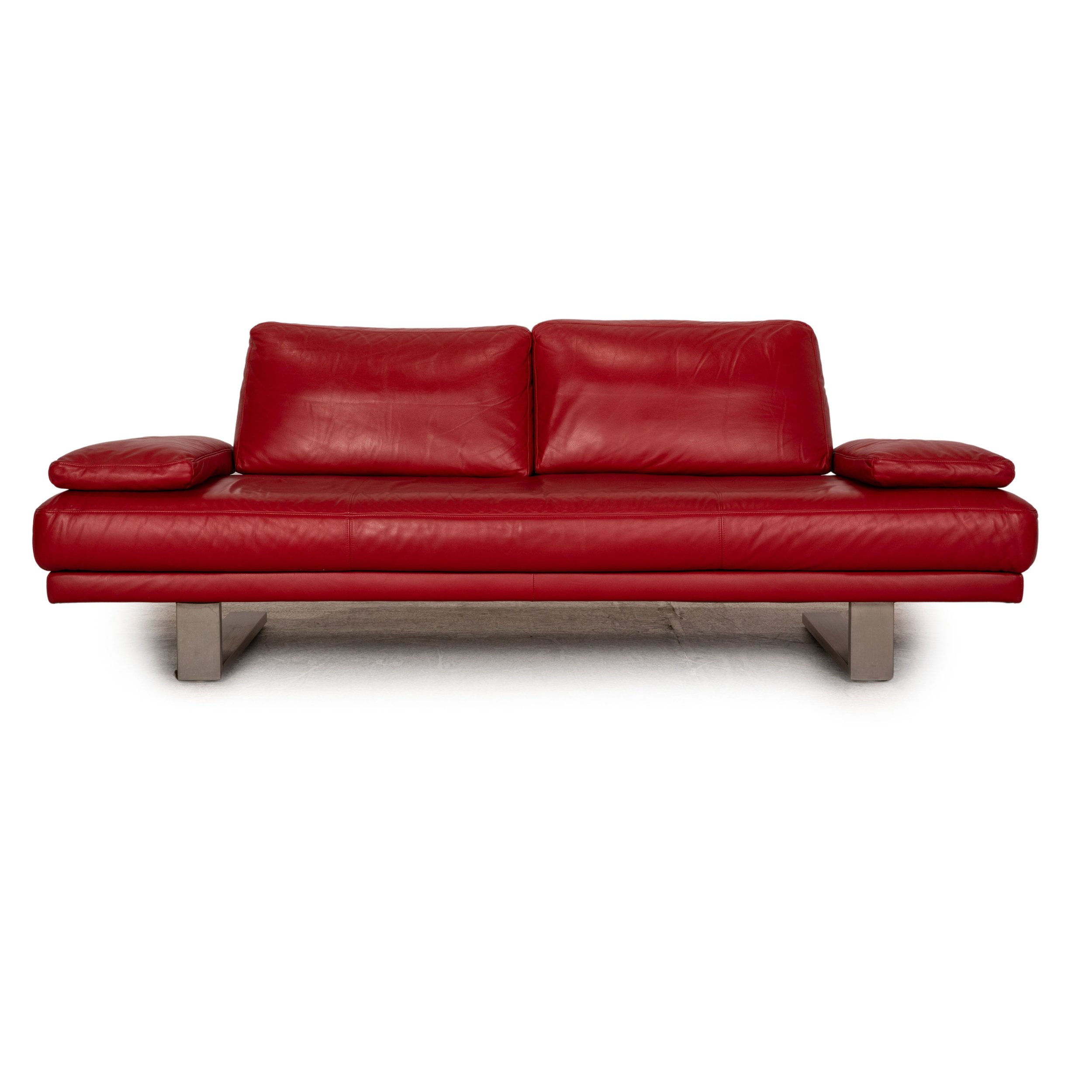 6600 Sofa 3-Sitzer Freischwinger Leder Rot