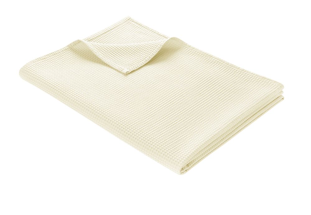 Leichte Decke aus Waffelpiqué 100% Baumwolle Creme Single