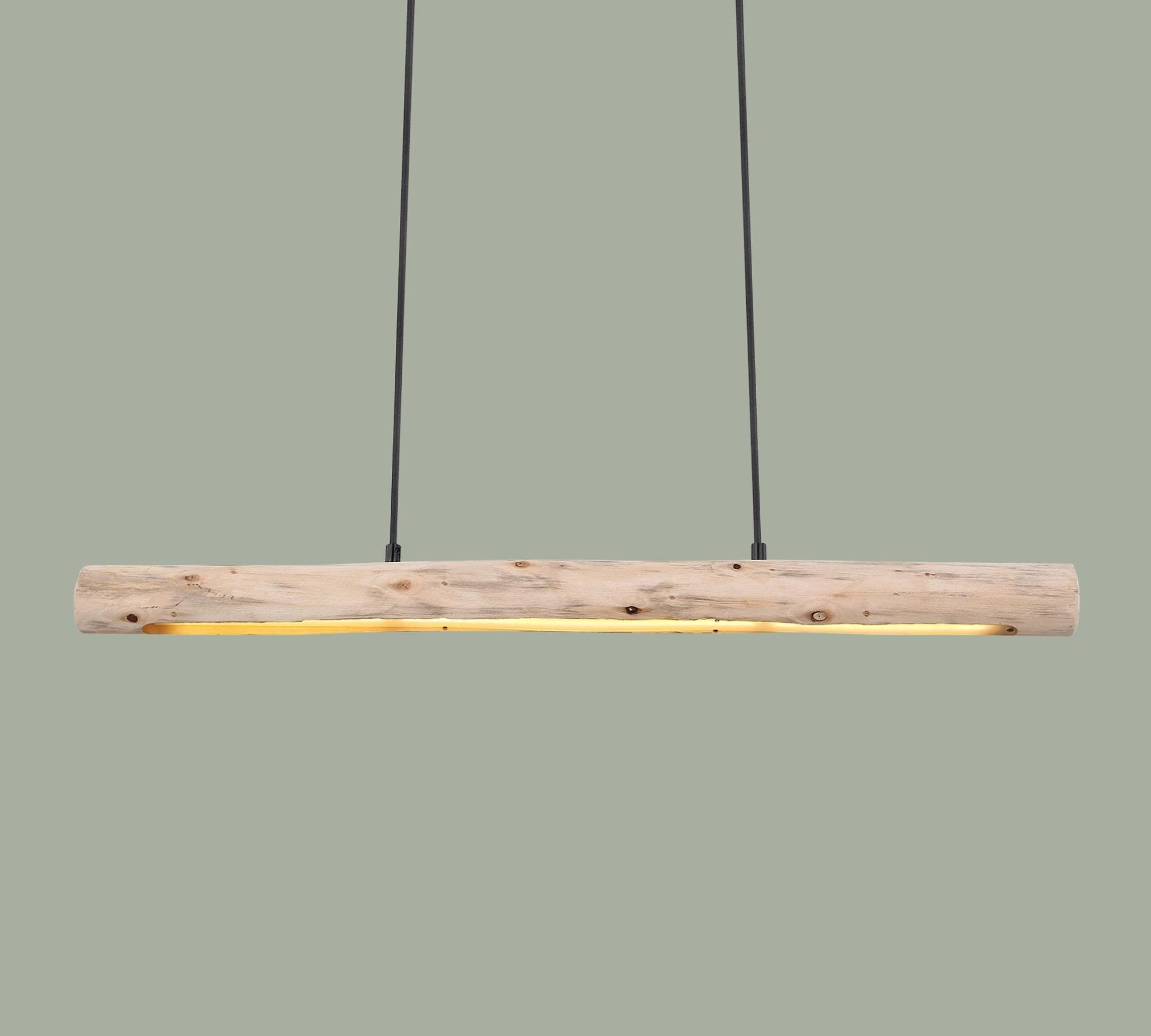 LED Pendelleuchte aus gebürstetem Holz