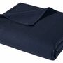 2x Kissen und Decken Set aus Waffelpiqué 100% Baumwolle Blau 1