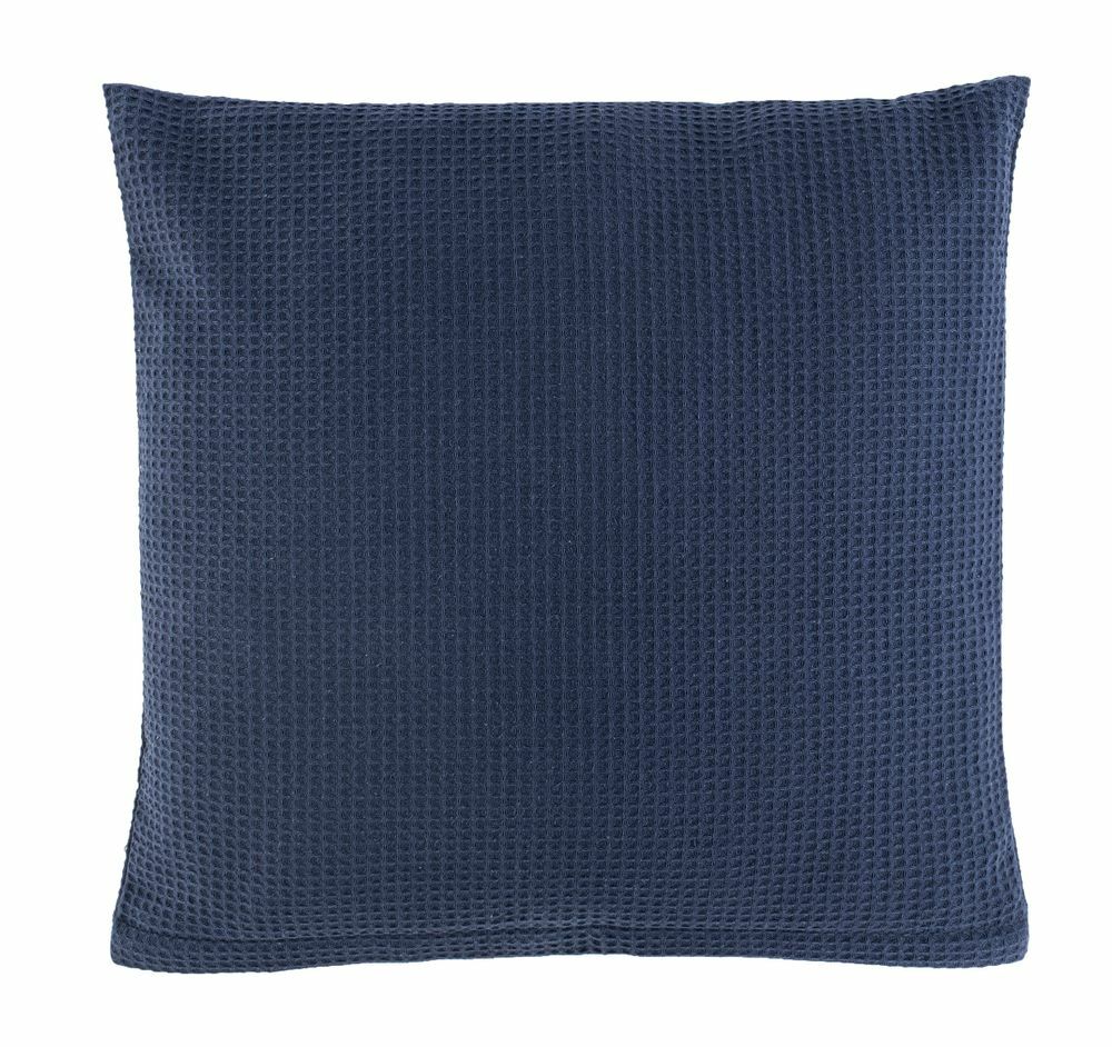 2x Kissen und Decken Set aus Waffelpiqué 100% Baumwolle Blau 2