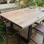 Indoor-Outdoor Eichenholztisch mit Metallgestell 180cm 7