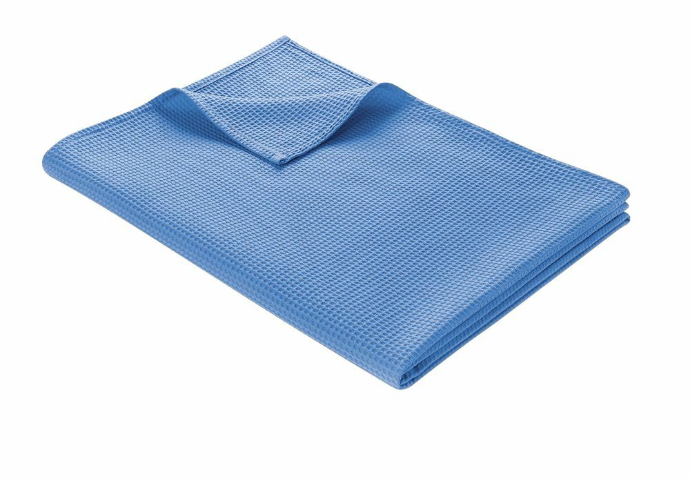 Leichte Decke aus Waffelpiqué 100% Baumwolle Blau Single 0