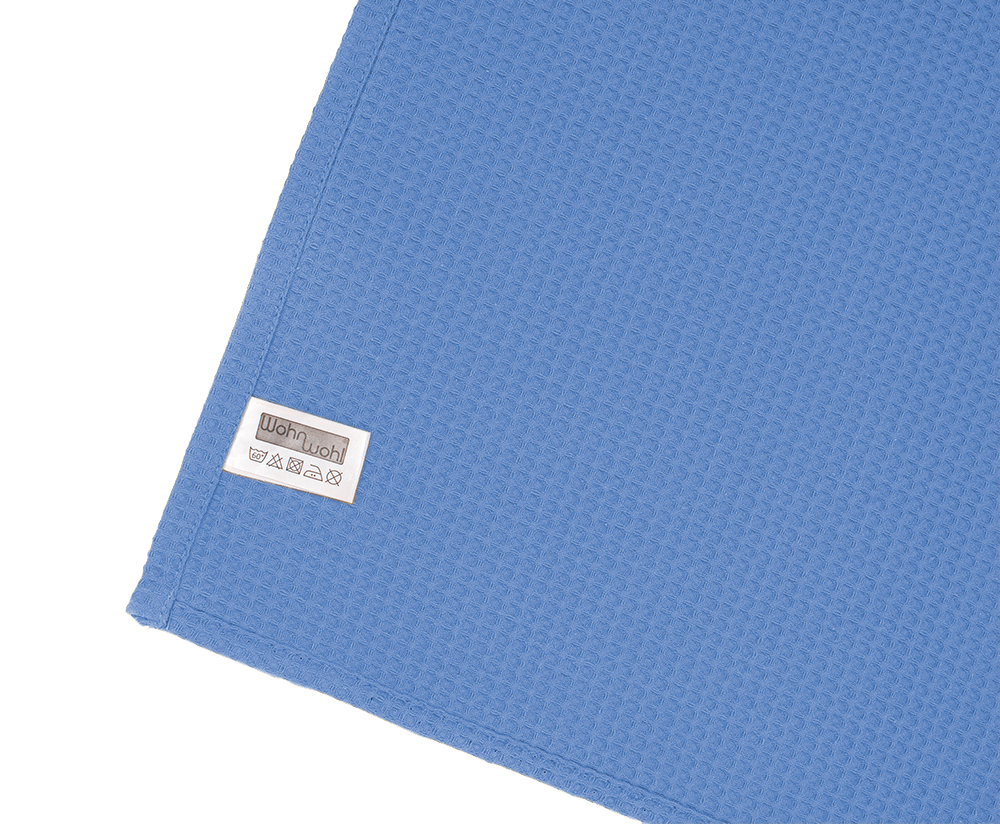 Leichte Decke aus Waffelpiqué 100% Baumwolle Blau Single 2