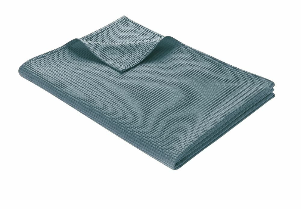 Leichte Decke aus Waffelpiqué 100% Baumwolle Blau Single 0