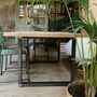Indoor-Outdoor Eichenholztisch mit Metallgestell 180cm 2
