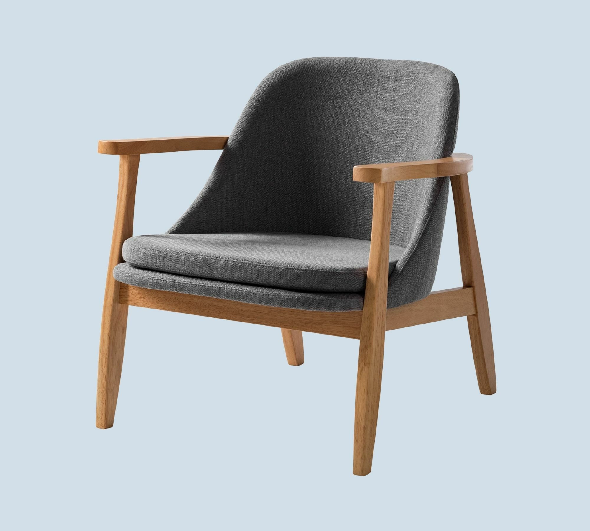Sessel aus Eiche Massiv mit Webstoff Grau 2