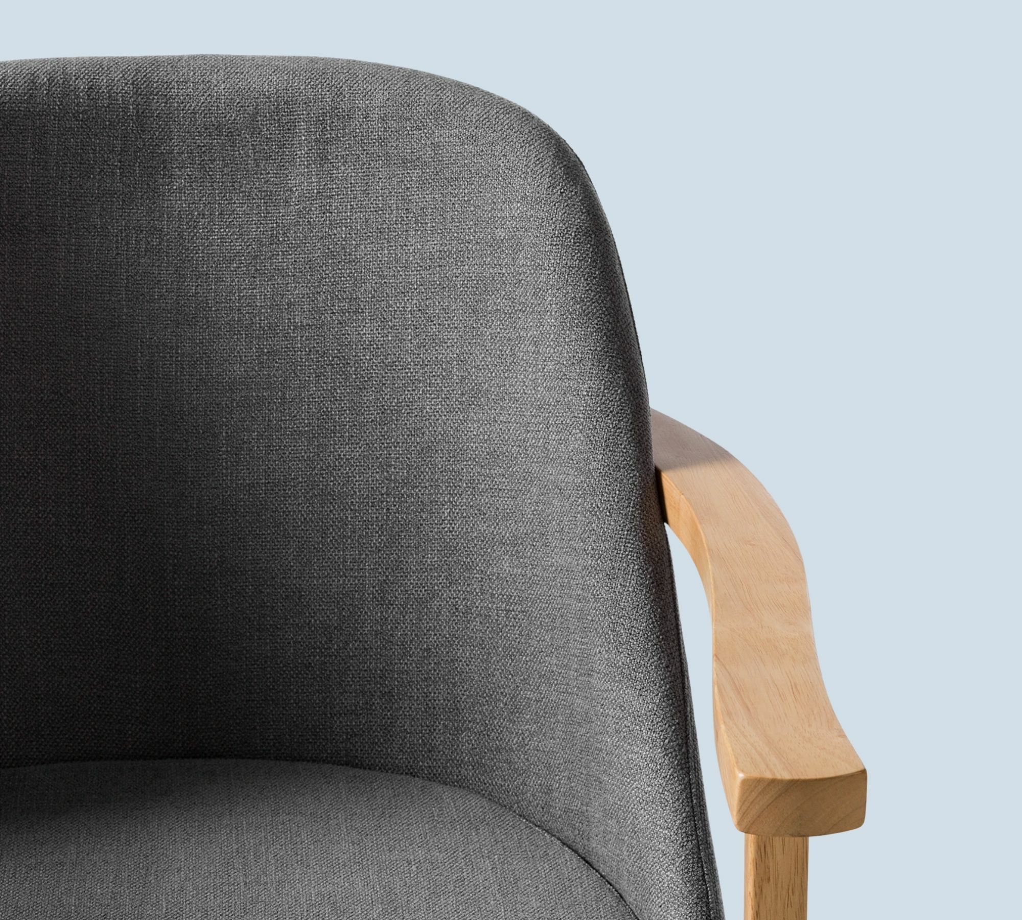 Sessel aus Eiche Massiv mit Webstoff Grau 6