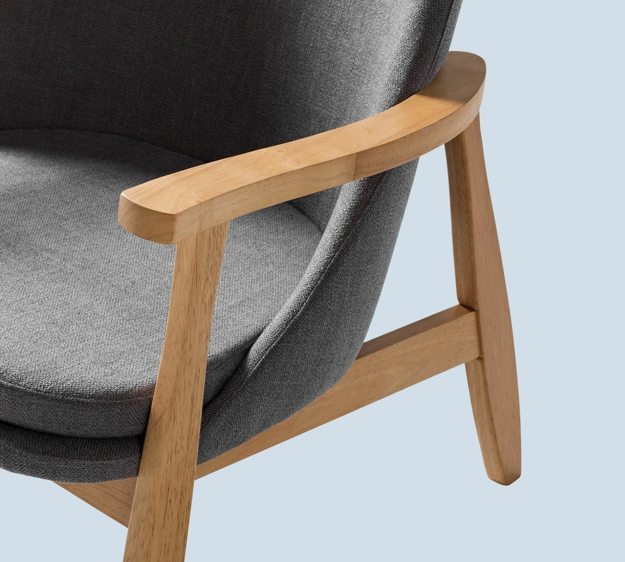 Sessel aus Eiche Massiv mit Webstoff Grau 7